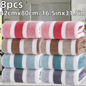 TEMU 대형 핸드타월 8pcs 세트, 42*80cm/16.5*31.5인치, 두꺼운 코랄플리스 수건, 초극세사, 다양한 색상, 흡수력이 뛰어나고 빠르게 마르며 부드럽고 편안함. 욕실용품으로 적합하며 사우나, 호텔, 체육관에 이상적입니다. 손수건과 루프가 있는 목욕 타월 세트, 여성을 위한 샤워 타월, 현대식 세련된 욕실 장식|수건|샤워타올