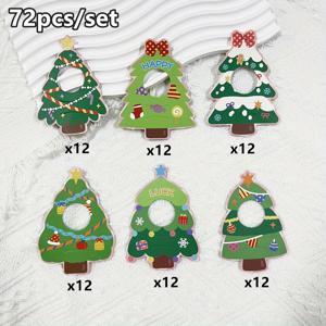 TEMU 72개 크리스마스 롤리팝 장식 종이 카드 - DIY 크리스마스 선물, 크리스마스 이브를 위한 축제 트리 장식, 겨울 축제 파티 장식, 결혼식 및 생일 선물, 혼합 색상, 별 패턴, 종이 재료, 크리스마스 장식