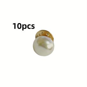 TEMU 10개 세트 무봉제 진주 버튼 커버 - 우아한 블랙 & 화이트 진주 장식 스냅 버튼, 셔츠·블라우스·재킷용 다목적 가슴핀, 캐주얼 또는 정장에 완벽, 빈티지 스타일, 내구성 있는 장식품, 핸드백 참, 패션 애호가를 위한 고급스러운 디자인