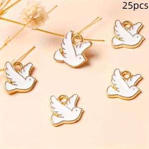 TEMU 25개 평화의 비둘기 펜던트 참 - 아연 합금 DIY 목걸이 & 귀걸이 액세서리, 생일 발렌타인데이 추수감사절 선물로 완벽한 피스메이커 디자인 내구성 금속 참. 친구 & 가족을 위한 이상적인 작은 선물, 크리스마스, 독특한 주얼리 제작용 참, 팔찌용 참, 수제 액세서리, 섬세한 참, 가벼운 참, 매끄러운 마감, 귀걸이 참, 공예 애호가를 위한 참