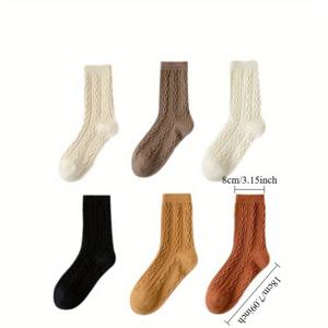 TEMU 6개입/3쌍 폴카 도트 실 플러시 양말 [가을 겨울 모델] 플리스 안감 두꺼운 보온 양말, 겨울용 홈 플로어 레이지 양말, 따뜻한 홈웨어, 부드러운 질감, 내구성 있는 양말, 보온 양말, 여성용 양말, 브라운 스포츠 양말