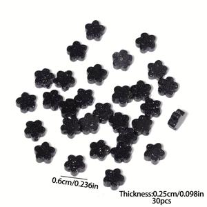 TEMU DIY 주얼리 만들기용 블루 샌드스톤 꽃 비즈 30개 세트 (6mm) - 검은 반점과 블루 글리터, 팔찌·귀걸이·목걸이용 플로랄 디자인 루즈 비즈, 공예 재료 및 창의적인 선물 아이디어, 핸드메이드 액세서리, 크래프트, 반짝이는 효과