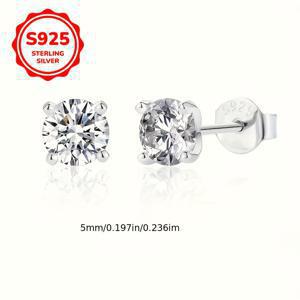 TEMU 결혼식과 연회에 어울리는 S925 우아한 스터드 귀걸이 세트, 화려한 합성 지르코니아 여성용 주얼리 선물 (3mm/0.175인치 1.3g / 4mm/0.197인치 1.5g / 5mm/0.236인치 1.7g / 6mm/0.256인치 1.9g / 7mm/0.276인치 2.1g)|귀걸이