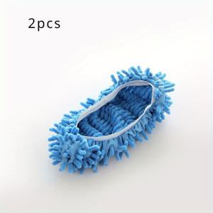 TEMU 2-팩 래지 拖把 슬리퍼 – 재사용 가능, 분리 가능, 세척 가능 – 셰닐 먼지 털이 신발 커버 바닥 청소용 – 전기 없는 가정 청소 도구 거실, 침실용