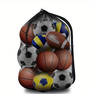 TEMU 1개 초대형 스포츠 볼 메쉬 백, 조절 가능한 어깨끈, 축구, 축구공, 배구, 수영 장비 보관용 스포츠 가방