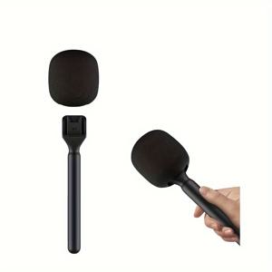 TEMU 무선 마이크 홀더 드래프트 실드 포함 - 내구성이 뛰어난 ABS, DJI Mic 1/2 무선 GO II, BoomX-D2, Vimo C3, GODOX MoveLink M2 II/Saramonic BLINK500B2+에 완벽한 - 인터뷰 및 발표를 위한 이상적인 장비 | 전문 마이크 설정 | 손에 잡히는 마이크 홀더, 마이크 액세서리