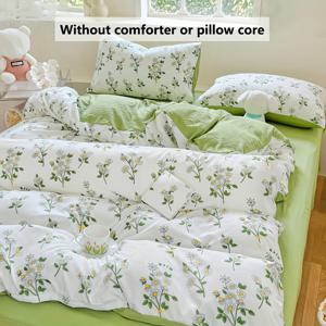 TEMU 4pcs 사계절 소형 다이즈 샌딩 세트 (1 퀼트 커버 + 2 베개커버 + 1 침구, 퀼트 및 베개 코어 제외), 침구, 침실 및 기숙사 장식에 매우 적합, 부드럽고 세련된, 통기성 및 땀 흡수 기능이 뛰어난