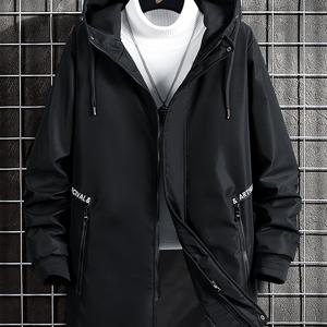 TEMU 남성용 플러스 사이즈 후드 자켓 - 캐주얼, 스타일리시 가을/겨울용, 플러스 사이즈, 야외용 ,시즌별 패션,클래식 디자인,고품질 스티칭,아우터웨어 코트,겨울 옷장,큰 사이즈와 키가 큰 남성