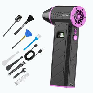 TEMU 150000RPM 터보 파워 휴대용 에어 블래스터 - 4단 속도 조절 디지털 디스플레이, Type-C USB 충전 무선 휴대용 선풍기, LED 전원 디스플레이, 세련된 디자인, 고속 블로어|캠핑선풍기|캠핑용품