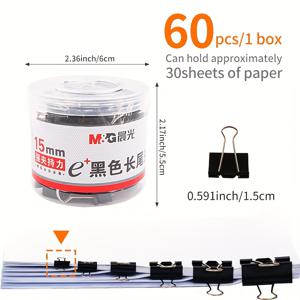 TEMU 12/24/40/48/60pcs M&G 바인더 클립, 블랙 종이 클램프 다양한 크기, X 대형, 대형, 중형, 소형, X 소형 및 , 6 크기 1 팩으로 대부분의 일상적인 요구를 충족할 수 있습니다, 사무용품