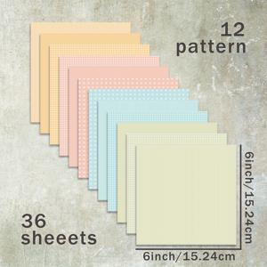 TEMU 36장의 마카롱 컬러 크래프트 종이 패드, 6x6인치 다양한 패턴으로 버렛 저널, 스크랩북, 인사 카드, DIY 공예에 적합, 140gsm의 무거운 카드 스톡