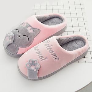 TEMU 귀여운 고양이 발바닥 플러시 여성 슬리퍼 - 부드러운 밑창, 겨울 따뜻함, 