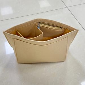 TEMU 지갑 정리함, 멀티 포켓 펠트 핸드백 정리함, 접이식 토트백 정리함 인서트 지갑 정리함 (미들, 베이지)