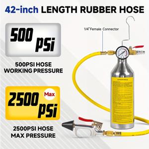 TEMU MASDI 에어컨 플러시 키트 - 스테인레스 스틸 캔스터, 나일론 호스, R134a, R12, R22, R410a, R404a용 플러싱 스프레이 건 - 42인치 긴 호스, 500PSI 작업 압력, 2500PSI 최대 압력, 에어컨 시스템 청소 도구 세트, 에어컨 청소 키트 | 스테인레스 스틸 캔스터 | 내구성 있는 구조, 에어컨 유지보수