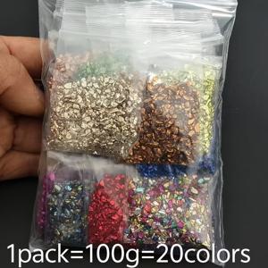 TEMU 1-3mm 20색 100g 멀티컬러 깨진 유리 비즈 세트, 다양한 반짝임 조각물과 함께, DIY 공예, 가정 장식 및 손톱 액세서리, 친구와 엄마를 위한 선물