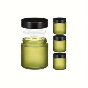 TEMU 4pcs 피아 그린 4oz 유리병, 블랙 뚜껑 - DIY 로션, 파우더, 촛불 만들기 및 공예 보관용 누출 방지 공진공 화장품 용기 (살브/스킨케어용 원형 재사용 가능한 작은 유리병)