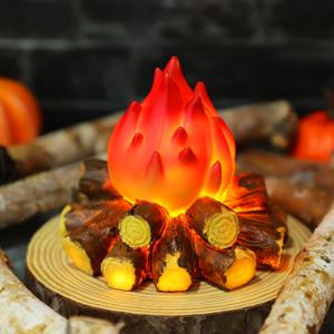 TEMU GANXIN LED 숯불 화상 조각 램프 1개 - 배터리 구동의 사실적인 수지 불덩이 장식, 생생한 오렌지-노란색 불꽃, 실내외 크리스마스 선물용 홈, 오피스 및 파티 장식(3개의 AAA 배터리 미포함), 야외 장식 | 나무 모양 베이스 | 따뜻한 조명 효과, 벽난로 장식