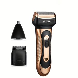 TEMU FEIYBA 남성용 3-in-1 무선 면도기, USB 충전식, 600mAh 니켈 배터리 및 분리 가능한 헤드 - 원터치 시작, 전력 조절 트리밍, 46~60분 작동 시간 - 세련된 블랙 & 로즈 골든 디자인, 아빠와 남편을 위한 완벽한 선물, 재충전 가능 면도기