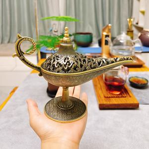 TEMU 대형 수제 빈티지 구리 향유 연소기 & 장식 램프 - 선지 미디어 홈 데코, 거실, 침실, 요가 공간, 고전적인 마감 | Whimsy Lane