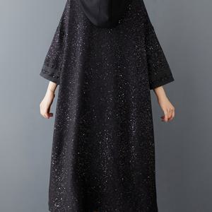 TEMU 여성용 스파클링 스타리 나이트 후드 트렌치 코트 - 캐주얼 루즈핏, 지퍼 업 롱 자켓, 버튼 디테일, 스트레치되지 않는 원단, 가을 & 겨울에 완벽, 겨울 코아