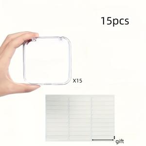 TEMU 15개 투명 네일 아트 디스플레이 상자 - 30개의 더블 사이드 테이프 스트립, 프레스 온 네일용 3D 디스플레이 케이스, 샬론 또는 가정용 클리어 스토리지 솔루션, 네일 아트 액세서리 포함