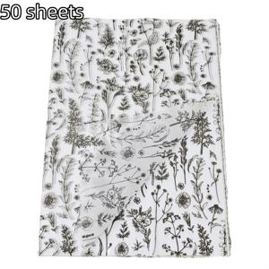 TEMU 식물 및 꽃 무늬 블랙 선물 포장 티슈 10/50매, 20x14인치 습기와 깨지기 쉬운 물품 보호용, 생일, 발렌타인데이, 크리스마스, 선물, 의류, 와인 포장 및 장식 상자 채우기에 적합