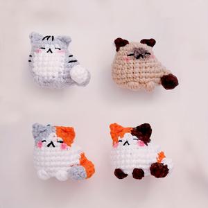 TEMU VIOIV 4pcs 미니 고양이 크로셰 키트 - 초보자를 위한 아름다운 아미구루미 DIY 키트, 모든 계절을 위한 아름다운 직물 공예, 완벽한 선물 아이디어, 필요한 모든 것을 포함, 초보자용 크래프트 키트 | 재미있는 고양이 디자인 | 세부 튜토리얼