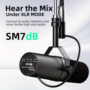TEMU G-MARK SM7dB XLR 동적 마이크, 내장 프리앰프, 전문 녹음 스튜디오 하트 모양 마이크 +28dB Gain, 라이브 스트리밍 및 팟캐스트용 공기 충격 마운트