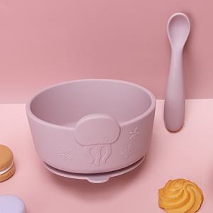 TEMU 2pcs 베이비 먹이기 세트, 어린이 먹이기 세트, 식품 등급 볼, 특수 실리콘 볼 및 숟가락 먹이기 세트, 흡입 컵 포함, 먹이기 훈련 식기 세트, 식품 등급 실리콘, 전자레인지 안전, 식기 세척기 안전, 오션 시리즈 젤리 테마
