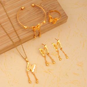TEMU 더블 레이어 나비 태슬 여성 주얼리 세트 5종, 펜던트 목걸이 1개 + 귀걸이 1쌍 + 반지 1개 + 팔찌 1개, 스테인리스 스틸 변색 방지 소재, 럭셔리 빈티지, 우아하고 섹시한 디자인, 데일리, 파티, 휴가, 발렌타인데이, 추수감사절, 결혼식, 생일, 기념일 선물에 완벽