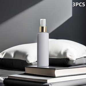 TEMU 3pcs 100ml 간단한 플라스틱 여행용 재충전 가능한 스프레이 병, 골든 캡, 흰색 & 골든 디자인, , 향수, 로션용 내구성 및 가벼움 - 컴팩트 여행용 디자인, 여행용 병, 우아한 용기, 세련된 병