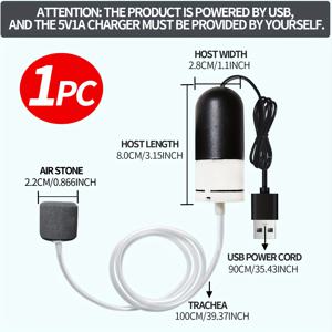 TEMU 1/2pcs USB-Powered Silent Fish Tank Oxygen Pump, 자동 ABS 수조 공기 펌프, 개선된 어패류 건강을 위한 높은 출력, 휴대용 및 편리한 야외 낚시, 어항 액세서리, 배터리 없음