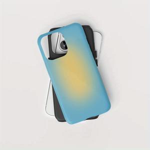 TEMU 아이폰 17, 16 Pro Max, 15 Pro Max, 13, 13 Mini, 12, 11, XS Max, 7, SE2 용 스타일리시하고 미니멀한 옐로우-블루 그라데이션 폰 케이스, 광택 마감.