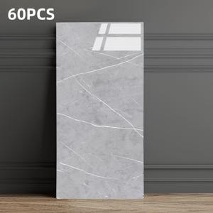TEMU 60개 자체 접착식 3D 벽지 타일 - 방수, 광택 마블 컨택트 페이퍼, 쉬운 청소 블랙/그레이/화이트 주방/욕실/거실 벽면용 스티커, 홈 타일 스티커, 현대적 스타일|스티커|시트지