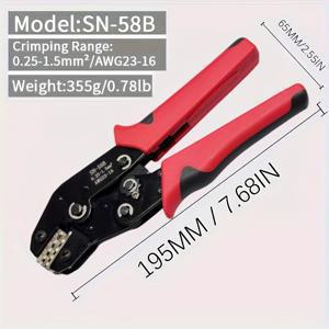 TEMU JST 2, 54 Dupont 터미널용 수동 래칫 압착 도구, 핀 허더, SATA 커넥터 - AWG 23-16/0, 25-1, 5mm², 인체공학적 레드 & 블랙 핸들, 내구성 있는 금속 구조, 전원 불필요, 와이어 압착 도구, 매끄러운 메탈릭 마감, 견고한 제작