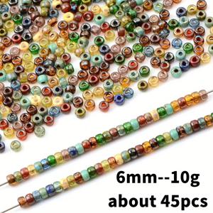 TEMU 10g 혼합 3mm 4mm 6mm 레트로 체코 유리 비즈 - 빈티지 컬러 플라워, 마블 & 골드 액센트 DIY 주얼리 만들기용 비즈, 팔찌, 목걸이, 귀걸이, 키체인, 펜던트 및 장식용 비즈 디자인