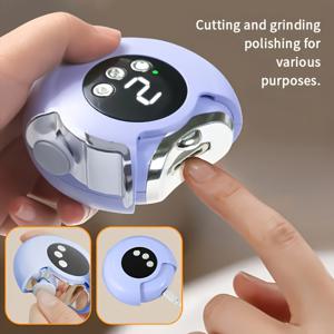 TEMU 2-in-1 USB 타입 전동 손톱깎이 & 폴리셔 - LCD 디스플레이 & LED 라이트 포함 - 2-in-1 매니큐어/페디큐어, USB (어댑터 없음), 내구성 플라스틱, 가정용 - 어린이와 어르신을 위한 이상적인 선물