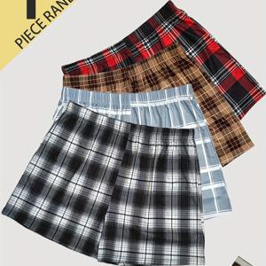 TEMU 1pc 남성용 체크 박서 브리프 - 통기성, 탄성 허리띠, 편안한 여름 캐주얼 웨어, 빨간색/검은색/흰색/파란색/회색/오렌지/흰색 체크 패턴, 높은 탄성 소재