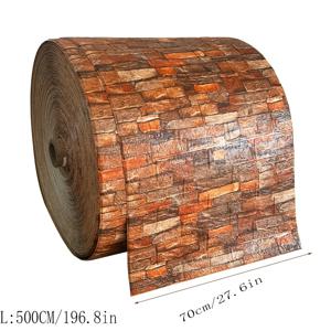 TEMU 벽돌 및 나무 스타일 3D 벽지 롤, 5m x 70cm, 자가 접착식 쉬운 설치, 무봉제 벽돌 석재 패턴 TV 배경 벽용, 방수, 내유성, 방습 벽지