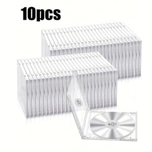TEMU 10개 초슬림 투명 CD/DVD 디스크 케이스 - 잠금 장치 포함, 내구성 강화, 조립 불필요, CD/DVD/블루레이 호환, 홈/오피스/도서관용 - 스크래치 및 먼지 방지 보호, 미니멀 디자인, 튼튼한 구조, 사무직 종사자용, 슬림한 디자인, 내구성 플라스틱, CD 보관 케이스