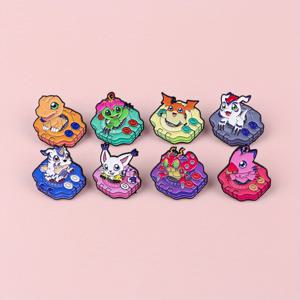 TEMU 8개 귀여운 디지몬 애니메이션 수집품 세트 - 책상 장식용, 크리스마스 선물 및 파티 선물에 완벽한 생동감 있는 캐릭터 디자인 | 내구성 있는 메탈 브로치