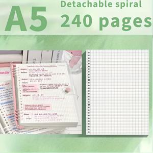 TEMU 240페이지 A5 PVC 투명 루즈리프 노트북, 방수 및 방습 교체 가능 리필 바인더 – 일상 필기, 사무용, 학습용 (그린, 퍼플, 핑크, 블루, 화이트 5가지 색상)