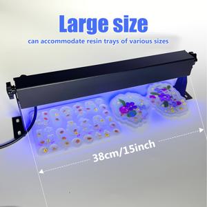 TEMU 업그레이드된 대형 레진 경화 램프, 40개 고휘도 LED 비즈, 고출력, 빠른 경화, 길이 38cm(15인치), 다양한 크기의 레진 트레이에 적합, 중대형 레진 공예 및 주얼리 제작용