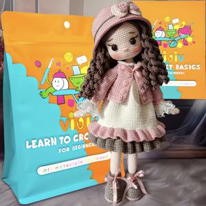 TEMU Vioiv 1개 귀여운 인형 공주 크로셰 키트 - 초보자용 아미구루미 크로셰 키트, 성인 핸드메이드 DIY 동물 크로셬 만들기 세트 - 공예 애호가를 위한 크로셬 키트, 중급 이상 수준의 크로셬러에게 적합한 PDF 파일과 단계별 설명서 포함 - 할로윈 선물, 크리스마스 선물 - 영어 기본 바느질 매뉴얼 제공