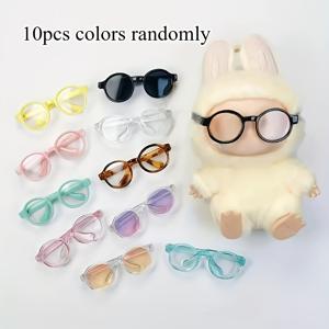 TEMU 10개 랜덤색 BJD 인형용 투명한 플라스틱 안경 - 2.56인치 혼합컬러 프레임 Labubu 액세서리 (인형은 포함되지 않음), 수집가를 위한 귀여운 미니어처 , 정교한 공예품, 미니어처 애호가 필수템