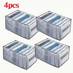TEMU 4개 세트 7구획 접이식 서랍 정리함, 손잡이 포함 – 속옷 및 양말 보관용, 셔츠 & 청바지 수납에 이상적인 옷장 솔루션, 의류 서랍 정리함, 공간 절약 디자인, 내구성 강한 소재, 쉬운 세척, 라이프스타일, 가족 홈 스토리지