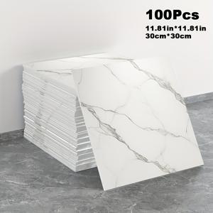 TEMU 50개/100개 (1개/50개/100개 묶음) 광택 마블 패턴 모조 타일 자가 점착 벽 스티커, 떼어내어 붙이는 방수 거실 주방 백스플래시 욕실 가정용|스티커