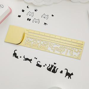 TEMU 1개 고양이 모양 템플릿 자 - 귀여운 양면 북마크 및 정밀 문구, 다이어리, 플래너, 노트 필기에 적합 - 창의적인 도구