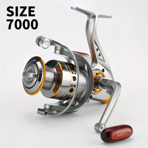 TEMU DC1000-7000 시리즈, 5.2:1 기어비 회전식 낚시 릴, 26lb 강도, 알루미늄 합금 풀 메탈 라인 컵, 좌/우 손잡이, 부드럽고 민감한, 담수 및 해수용 내구성 낚시 장비, 초보자 및 전문가에게 적합|낚시대