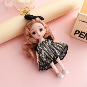 TEMU 사랑스러운 16cm 인형 키체인 가방 참 - 블랙 & 화이트 체크 드레스와 리본, 차량, 화장대, 배낭, 핸드백 장식에 완벽 - 발렌타인데이, 크리스마스, 이스터, 인형 액세서리, 장난감을 위한 이상적인 선물